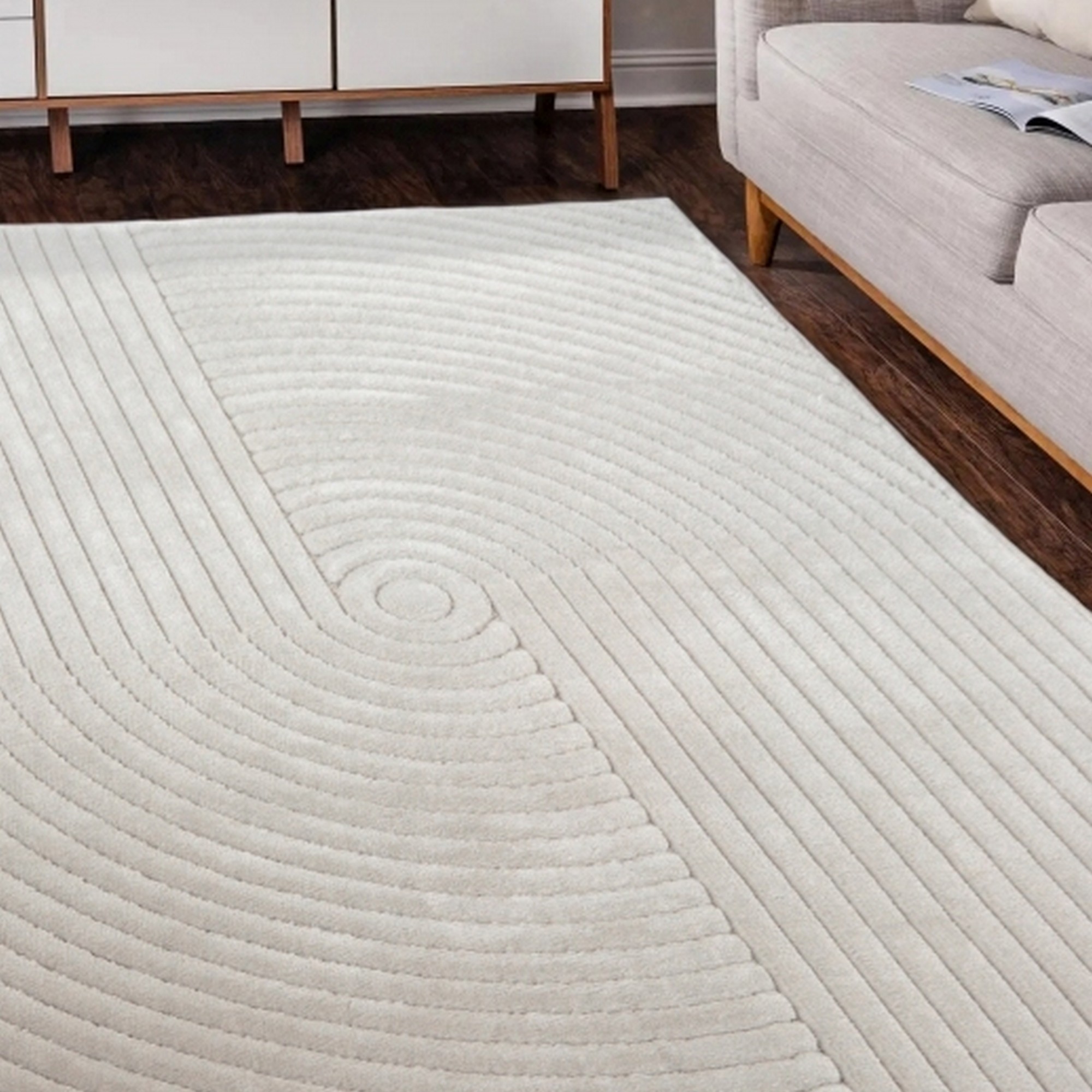 Malmo Knot Textured Carved Indoor Outdoor Rugs In White